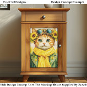 Cute Ginger Sunflower Steampunk Cat FE6 Decoupage Tissuepapier