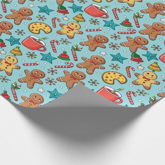 Cute Gingerbread Christmas Pattern Cadeaupapier (Hoek)