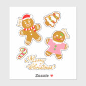 Cute Gingerbread Christmas Script Personalized  Sticker (Vel)