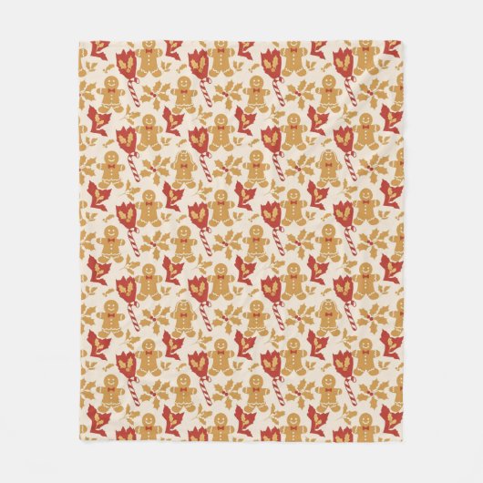 Cute Gingerbread Christmas Seamless Pattern Fleece Deken (Voorkant)