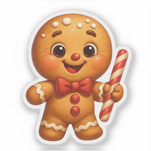 Cute Gingerbread Christmas Sticker (Devant)