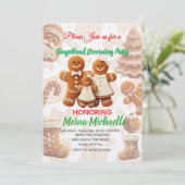 Cute Gingerbread Cookie Decorating Party Kaart (Staand voorkant)