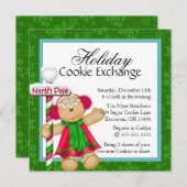 Cute Gingerbread Cookie Exchange Invitation de vac (Devant / Derrière)