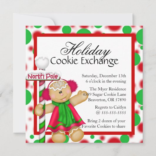 Cute Gingerbread Cookie Exchange Invitation de vac (Devant)