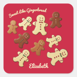 Cute Gingerbread Cookie Holiday Vierkante Sticker