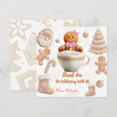 Cute Gingerbread Cookie kids party Bedankkaart (Voorkant / Achterkant)