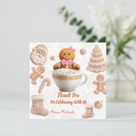 Cute Gingerbread Cookie kids party Bedankkaart