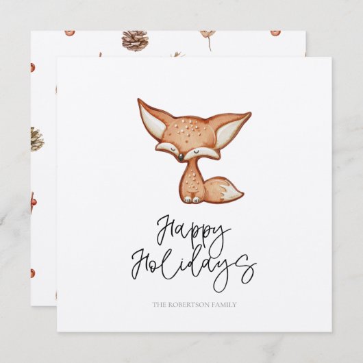 Cute Gingerbread Fox Carte de voeux de vacances (Devant / Derrière)