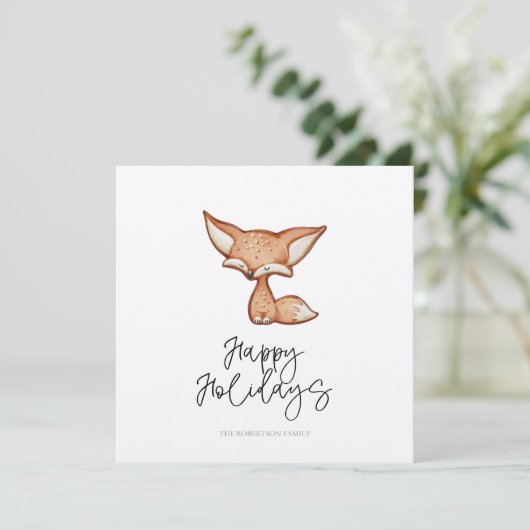 Cute Gingerbread Fox Carte de voeux de vacances (Debout devant)