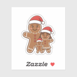 Cute Gingerbread Friends Family with Santa Hats  Sticker