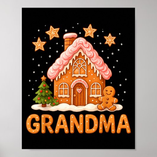 Cute Gingerbread Grandma Merry Christmas Funny  Poster (Voorkant)