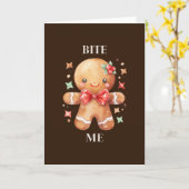 Cute Gingerbread Homme drôle Carte de Noël (Fleur jaune)
