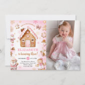 Cute Gingerbread House Girl Birthday Photo Kaart (Voorkant)