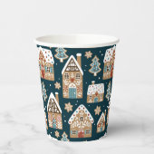 Cute Gingerbread Houses & Cookies Blauwe Kerstmis Papieren Bekers (Links)