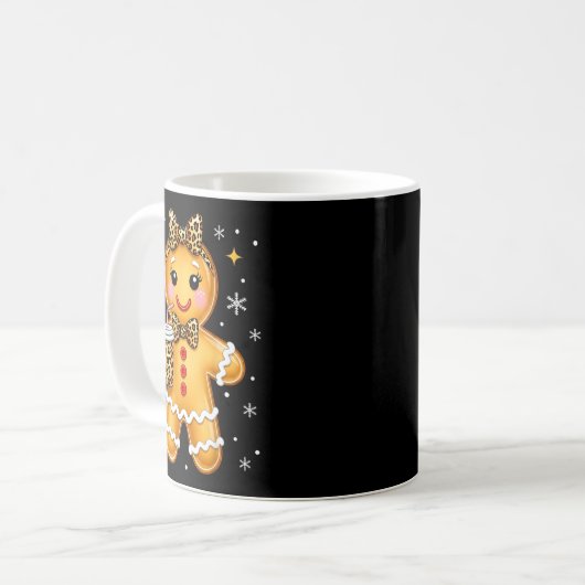 Cute Gingerbread Leopard Coquette Christmas Xmas G Koffiemok (Voorkant links)