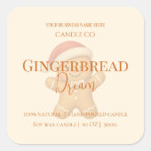 Cute Gingerbread Man Christmas Candle Label (Voorkant)