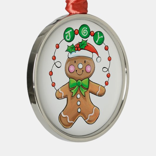 Cute Gingerbread man, Christmas Cookie Joy Metalen Ornament (Rechts)