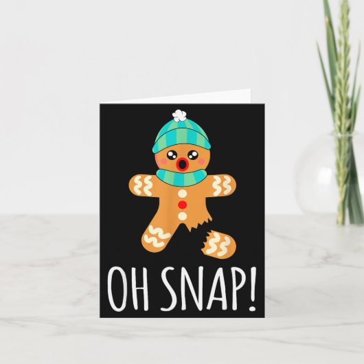 Cute Gingerbread Man Funny Christmas Oh Snap Kaart (Voorkant)