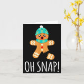 Cute Gingerbread Man Funny Christmas Oh Snap Kaart (Gele Bloem)