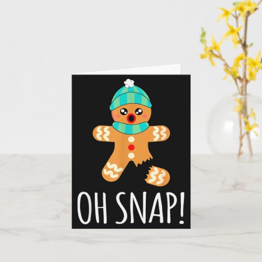 Cute Gingerbread Man Funny Christmas Oh Snap Kaart (Gele Bloem)