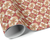 Cute Gingerbread Man Patchwork Christmas Cadeaupapier (Rol Hoek)