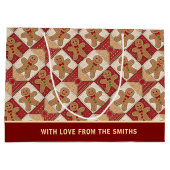 Cute Gingerbread Man Patchwork Pattern Custom Groot Cadeauzakje (Achterkant)