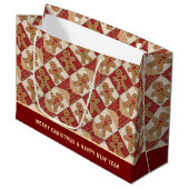 Cute Gingerbread Man Patchwork Pattern Custom Groot Cadeauzakje (Voorkant Gekanteld)