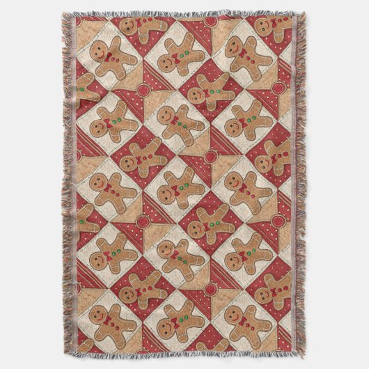 Cute Gingerbread Man Patchwork Pattern Style Deken (Voorkant Verticaal)