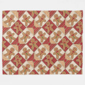 Cute Gingerbread Man Patchwork Pattern Style Fleece Deken (Voorkant (Horizontaal))