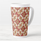 Cute Gingerbread Man Patchwork Pattern Style Latte Mok (Rechterhoek)
