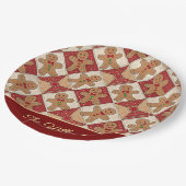 Cute Gingerbread Man Patchwork Pattern Style Papieren Bordje (Gekanteld)