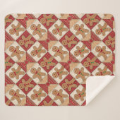 Cute Gingerbread Man Patchwork Pattern Style Sherpa Deken (Voorkant (horizontaal))