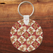 Cute Gingerbread Man Patchwork Pattern Style Sleutelhanger (Achterkant)