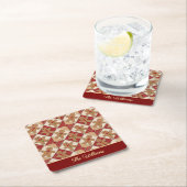 Cute Gingerbread Man Patchwork Pattern Style Vierkante Kartonnen Onderzetter (Insitu)