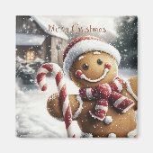 Cute Gingerbread Man with Candy Cane Magnet Magneet (Voorkant)
