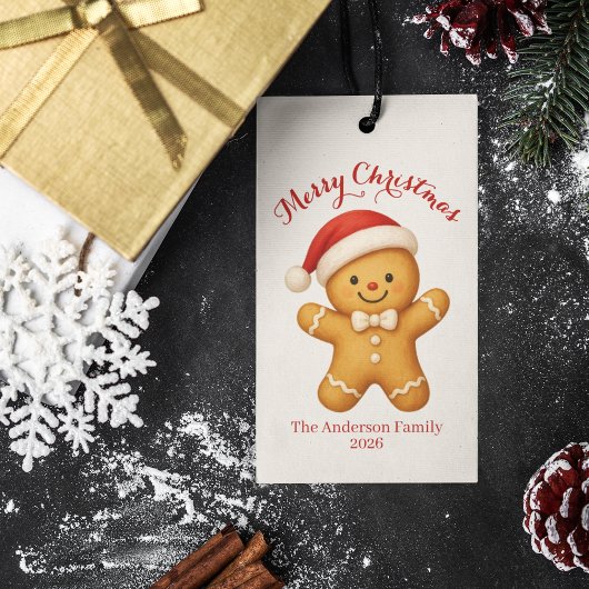 Cute Gingerbread Man with Santa Hat - Cadeaulabel