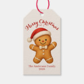Cute Gingerbread Man with Santa Hat - Cadeaulabel (Voorkant)