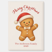 Cute Gingerbread Man with Santa Hat - Magneet (Voorkant)