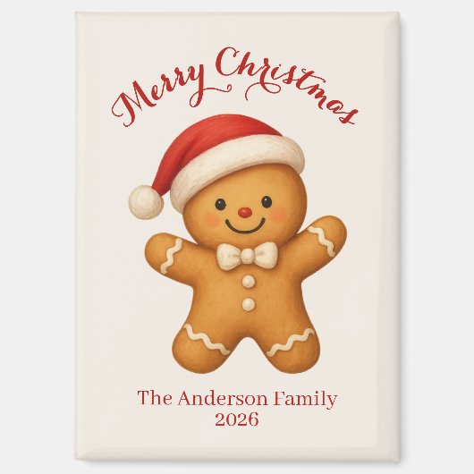 Cute Gingerbread Man with Santa Hat - Magneet (Voorkant)