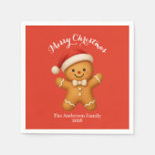 Cute Gingerbread Man with Santa Hat - Servet (Voorkant)