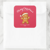 Cute Gingerbread Man with Santa Hat - Vierkante Sticker (Tas)