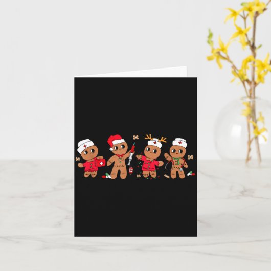 Cute Gingerbread Nurse Christmas Design Medical Hu Kaart (Gele Bloem)