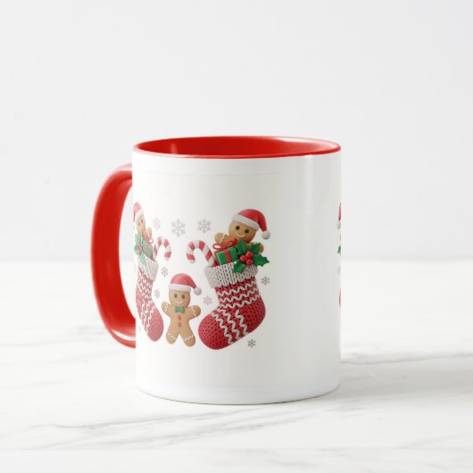 Cute Gingerbread Stocking Mug Wrap (Devant gauche)