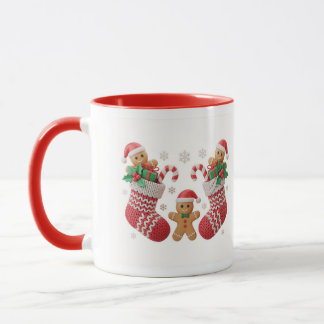 Cute Gingerbread Stocking Mug Wrap Mok