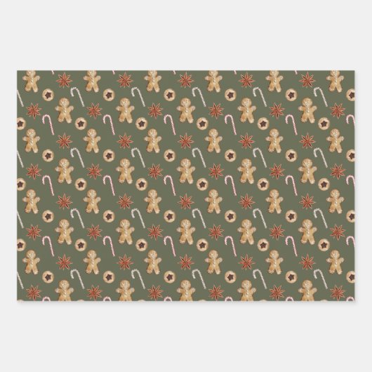 Cute Gingerbrood Baking Pattern Inpakpapier Vel (Voorkant 3)