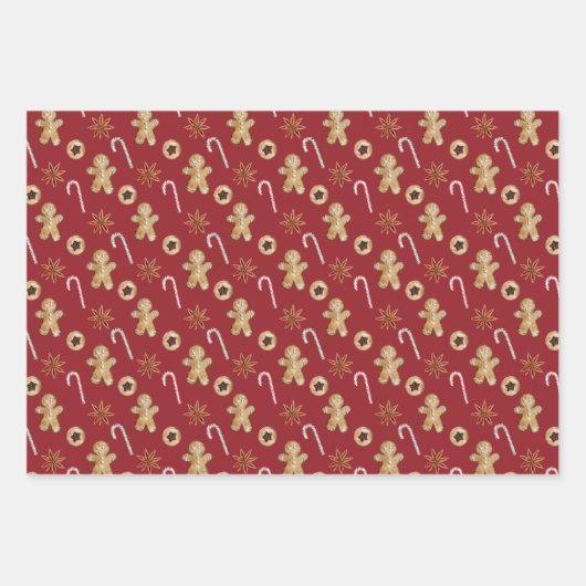 Cute Gingerbrood Baking Pattern Inpakpapier Vel (Voorkant)