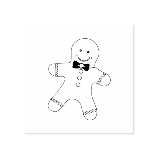 Cute Gingerbrood Boy met een Bow Stropdas Art Stam Rubberstempel (Afrduk)