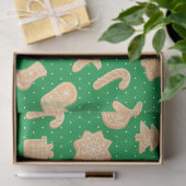 Cute Gingerbrood Cookies Green Kerstmis Pattern Tissuepapier (Geschenk)