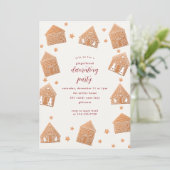 Cute Gingerbrood House Decorting Party kerst Kaart (Staand voorkant)