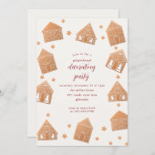 Cute Gingerbrood House Decorting Party kerst Kaart (Voorkant / Achterkant)